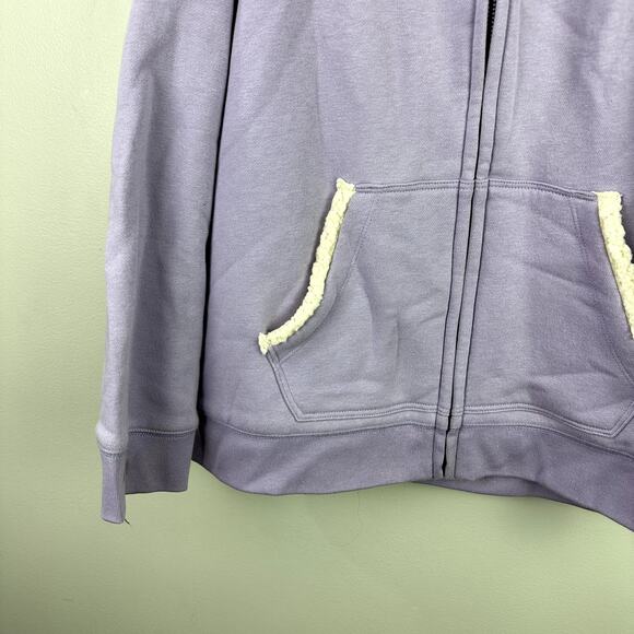 Lands' End Purple Sherpa Lined Hoodie Sweatshirt Jacket Full Zip Up Girls 14 - Picture 5 of 12